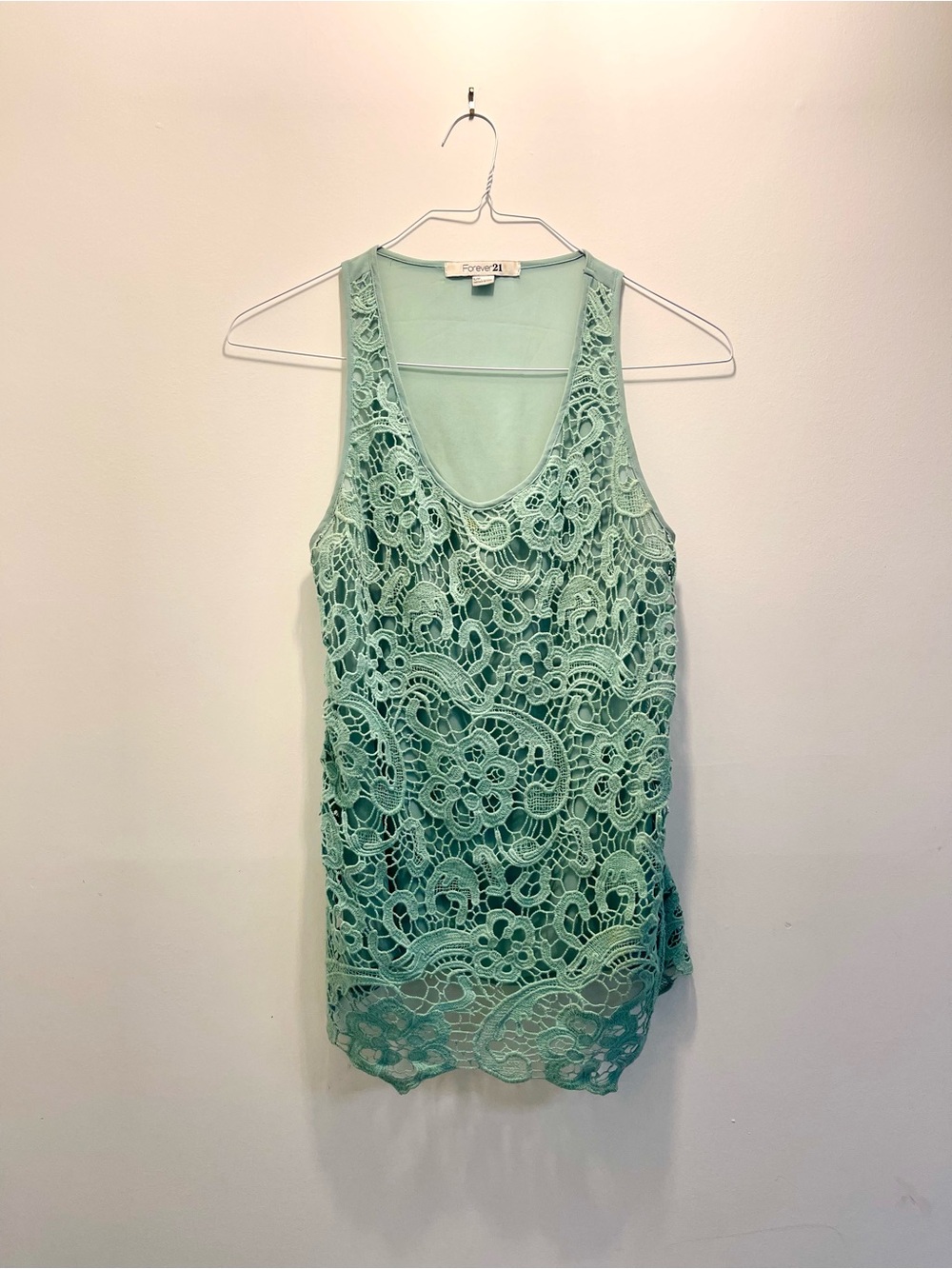 Forever 21 Mint Lace Crochet Tank